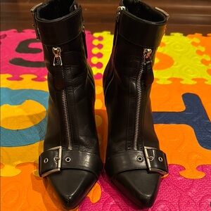 Alexander McQueen Black Leather Heeled Boots